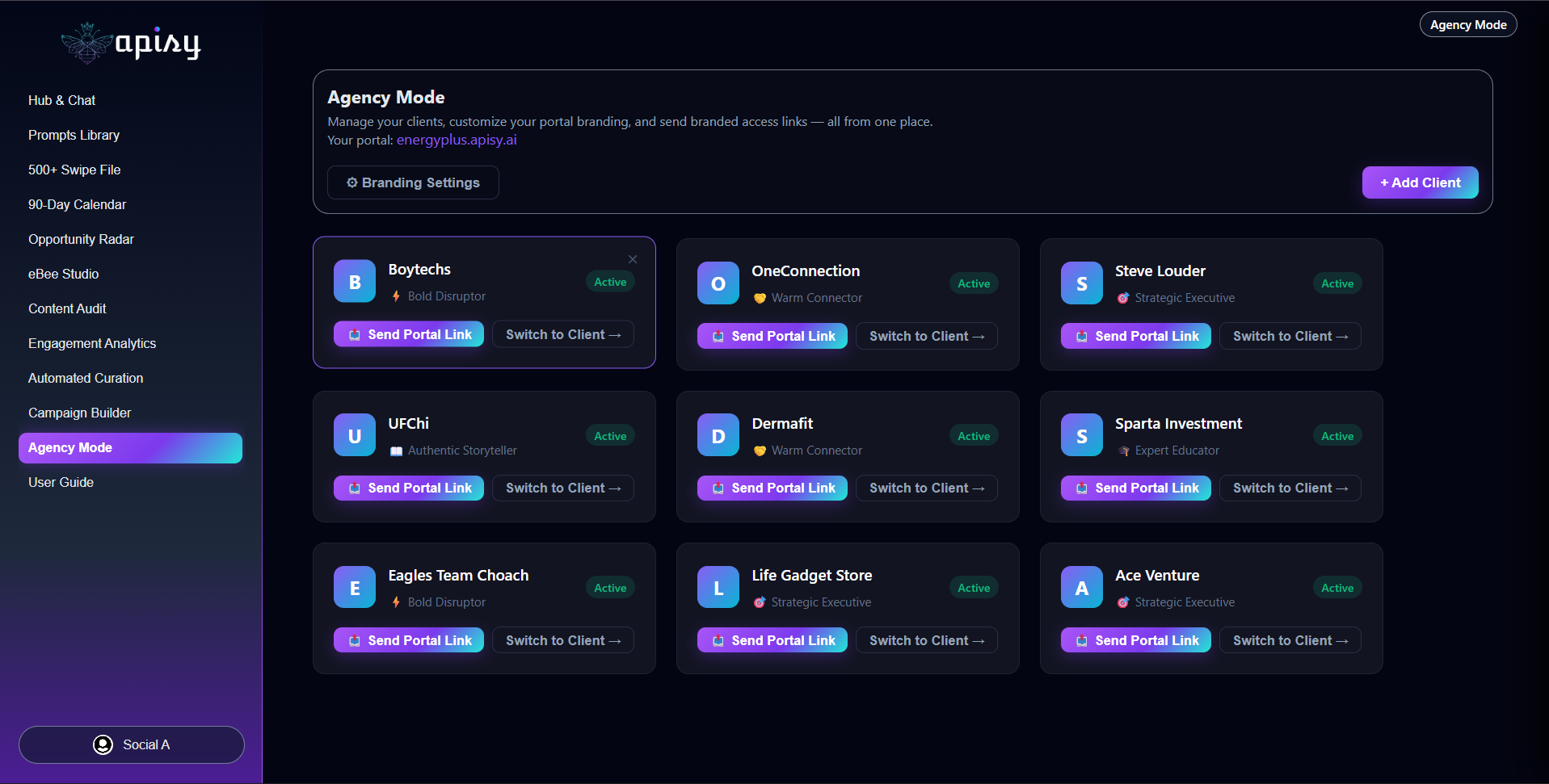 Apisy Agency Mode