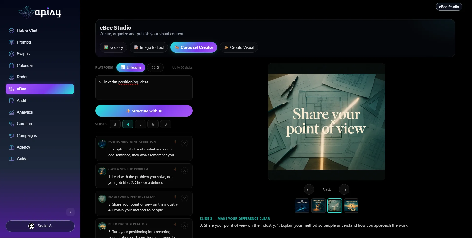 Apisy eBee Studio — Create Visual with AI